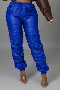 LEATHER SCRUNCHED JOGGERS (2COLORS)