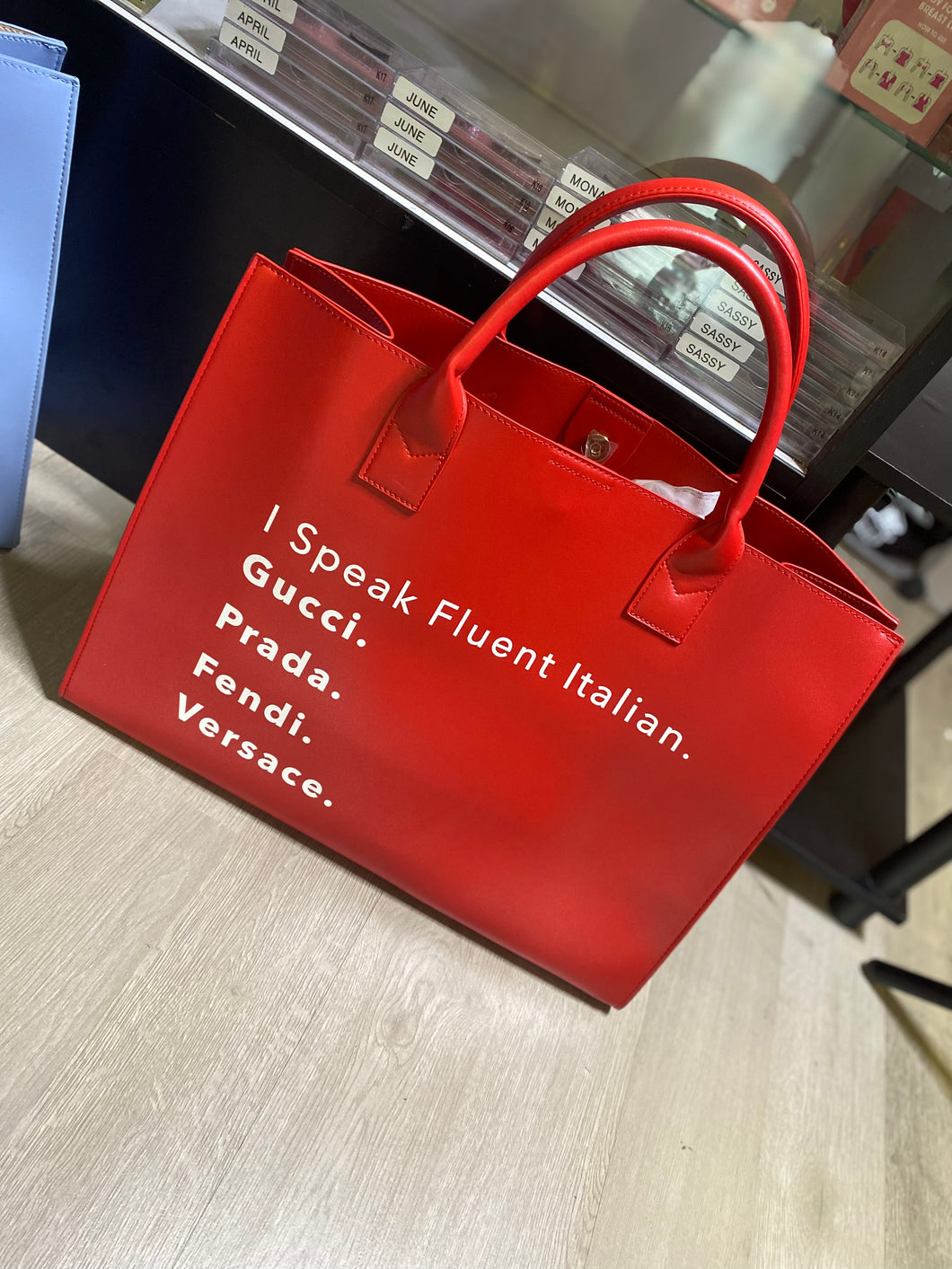 “FOREIGN TALK” TOTE